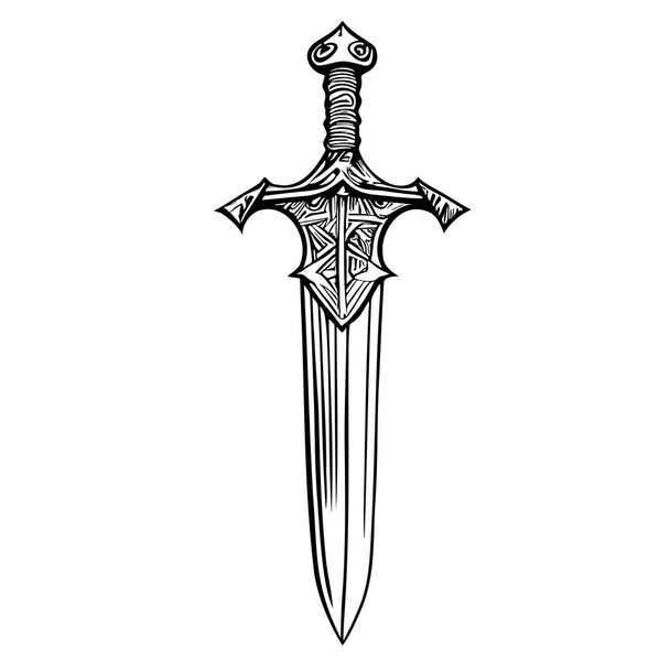 Ročník meč ručně kreslený náčrt vektorové ilustrace - Vektor, obrázek