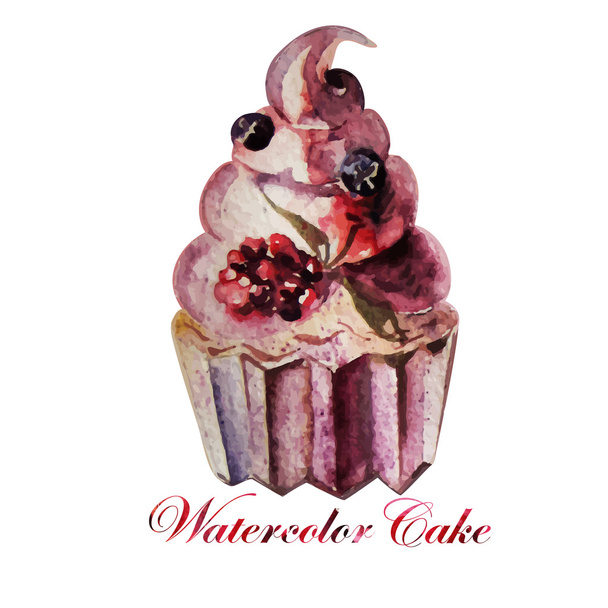 Beautiful watercolor Cake - Vector, Image
