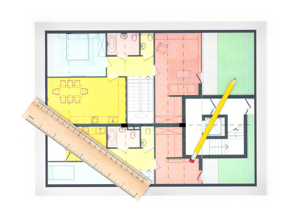 House plan with a pencil - Foto, Imagem