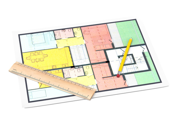 House plan with a pencil - Foto, Imagem
