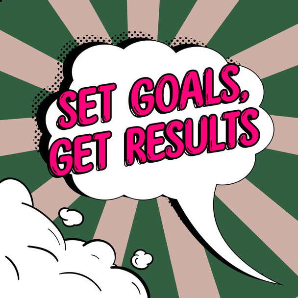 Text showing inspiration Set Goals, Get Results, Business overview Establish objectives work for accomplish them - Foto, Bild