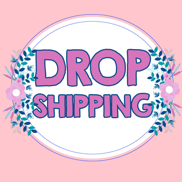 Texto que presenta Drop Shipping, Concepto que significa enviar mercancías de un fabricante directamente a un cliente en lugar de al minorista - Foto, imagen