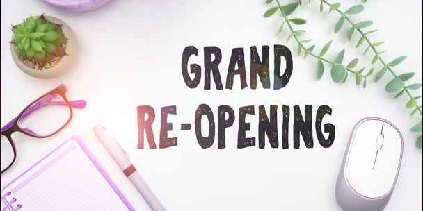 Text sign showing Grand Re Opening, Concept meaning held to mark the opening of a new business or public place - Photo, Image