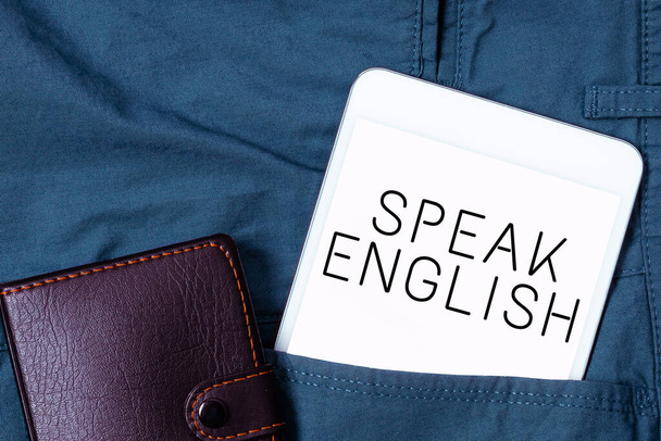 Εννοιολογική απεικόνιση μιλούν αγγλικά, Επιχειρηματική ιδέα Μελετήστε μια άλλη ξένη γλώσσα σε απευθείας σύνδεση λεκτικά μαθήματα - Φωτογραφία, εικόνα
