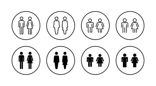 Conjunto de iconos de hombre y mujer. signo y símbolo masculino y femenino. Niñas y niños - Vector, imagen