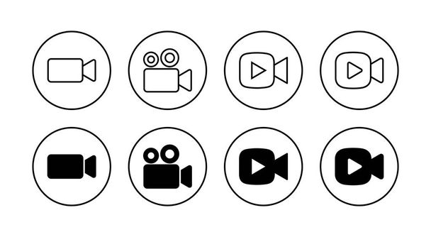 Video icons set. video camera sign and symbol. movie sign. cinema - Vector, Image