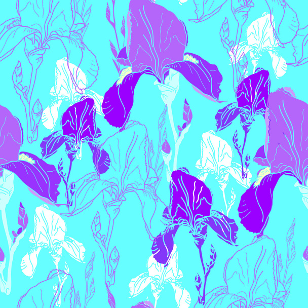 花とのシームレスなパターン - ベクター画像