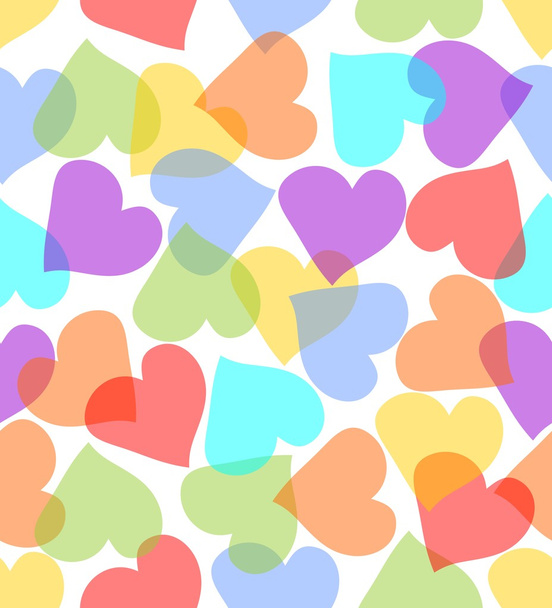 Seamless background with hearts in pastel colors - Vektör, Görsel