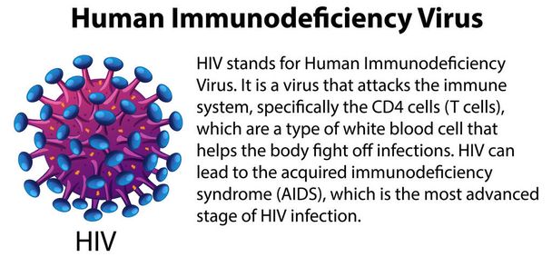 Human immunodeficiency virus with explanation illustration - Wektor, obraz