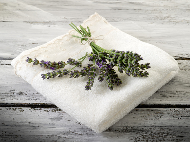 Towel with lavender, spa concept - Foto, Imagem