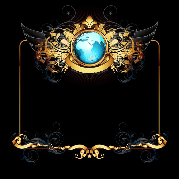 World with ornate frame - Vector, afbeelding