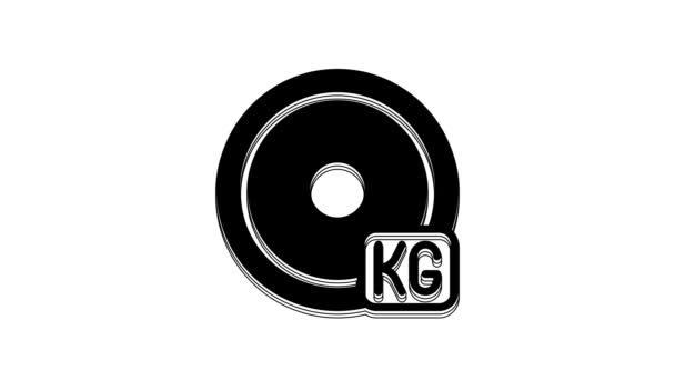 Black Weight plate icon isolated on white background. Equipment for bodybuilding sport, workout exercise and fitness. 4K Video motion graphic animation. - Materiaali, video