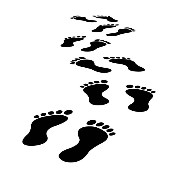 People foot trail silhouette. Vector illustration isolated on white. - Vector, imagen
