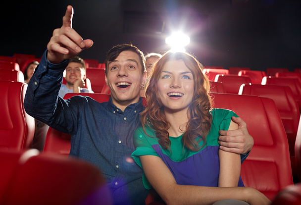 happy friends watching movie in theater - Fotoğraf, Görsel