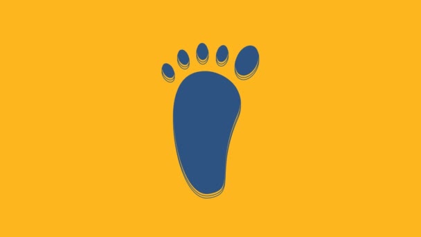 Blue Foot massage icon isolated on orange background. 4K Video motion graphic animation . - Imágenes, Vídeo