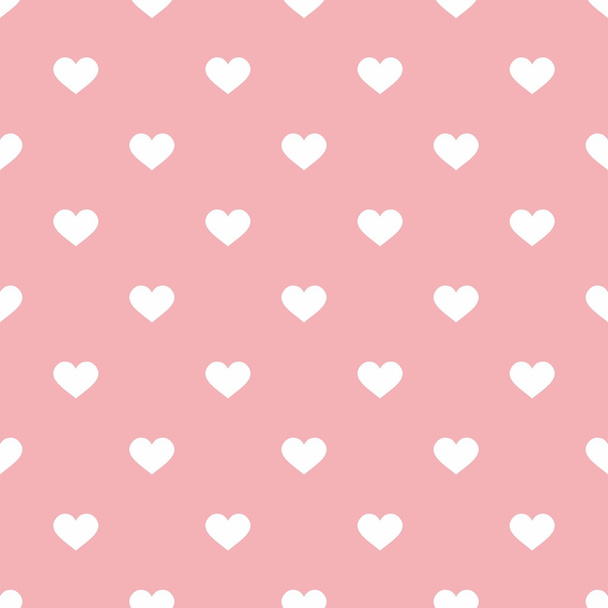 パステル ピンクの背景に白いハートでかわいいベクトル パターンをタイルします。 - ベクター画像