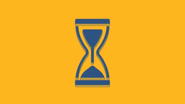 Reloj de arena azul viejo con el icono de arena que fluye aislado sobre fondo naranja. Señal de reloj de arena. Concepto de negocio y gestión del tiempo. Animación gráfica de vídeo 4K . - Imágenes, Vídeo