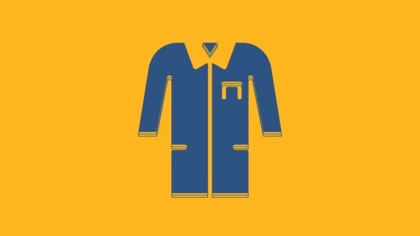 Modrá Laboratoř uniforma ikona izolované na oranžovém pozadí. Oblečení pro pracovníky farmaceutického výzkumu. Zdravotnické vybavení. Grafická animace pohybu videa 4K . - Záběry, video