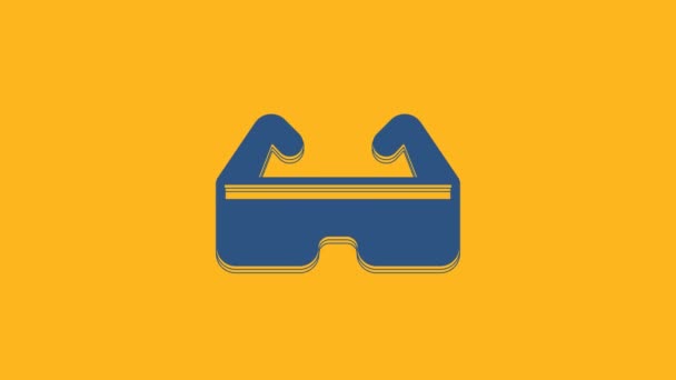 Blue Safety goggle glasses icon isolated on orange background. 4K Video motion graphic animation . - Felvétel, videó