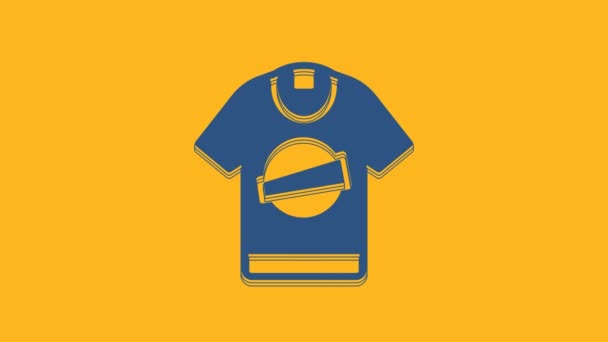 Blaues T-Shirt-Symbol auf orangefarbenem Hintergrund. 4K Video Motion Grafik Animation . - Filmmaterial, Video