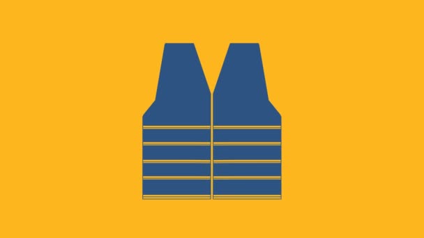Blue Safety vest icon isolated on orange background. 4K Video motion graphic animation . - Metraje, vídeo