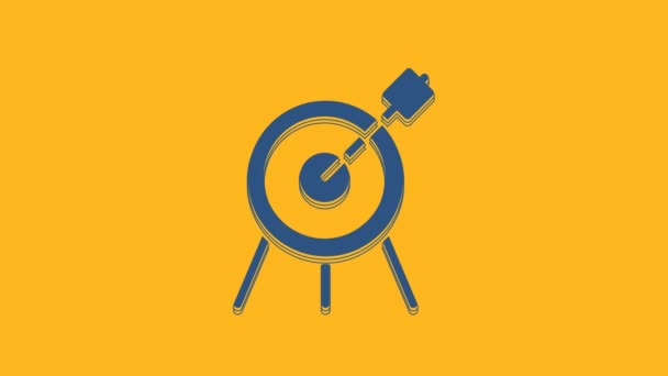 Modrý cíl sportovní ikona izolované na oranžovém pozadí. Vyčistěte cíl čísly pro střelnici nebo střelbu. Grafická animace pohybu videa 4K . - Záběry, video