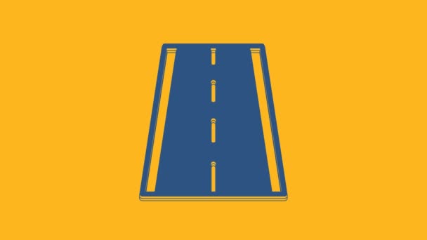 Bleu Promenade spéciale à vélo sur l'icône de la piste cyclable isolée sur fond orange. Animation graphique de mouvement vidéo 4K . - Séquence, vidéo
