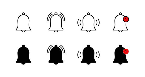 Bell Icons impostato. Segnale di notifica e simbolo per la progettazione del sito web - Vettoriali, immagini