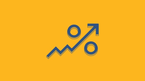 Blue Percent up arrow icon isolated on orange background. Increasing percentage sign. 4K Video motion graphic animation . - Filmmaterial, Video