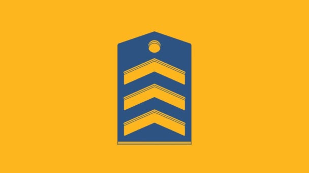 Блакитна ікона Chevron ізольована на помаранчевому тлі. Знак військового значка. 4K Відеографічна анімація . - Кадри, відео