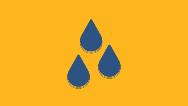 Icono de gota de agua azul aislado sobre fondo naranja. Animación gráfica de vídeo 4K . - Metraje, vídeo