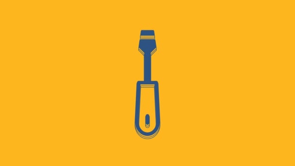 Icono del destornillador azul aislado sobre fondo naranja. Símbolo herramienta de servicio. Animación gráfica de vídeo 4K . - Imágenes, Vídeo