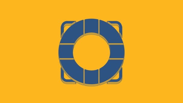 Blue Lifebuoy icon isolated on orange background. Lifebelt symbol. 4K Video motion graphic animation . - Materiaali, video