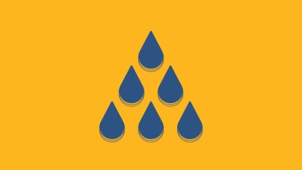 Ікона синьої води ізольована на помаранчевому тлі. 4K Відеографічна анімація . - Кадри, відео