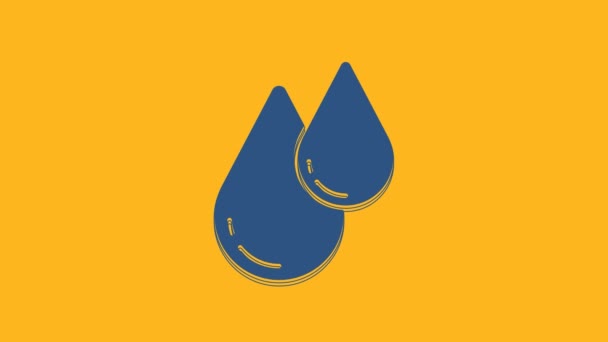 Icône de goutte d'eau bleue isolée sur fond orange. Animation graphique de mouvement vidéo 4K . - Séquence, vidéo