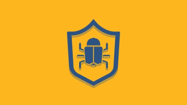 Blue System bug concept icon isolated on orange background. Code bug concept. Bug in the system. Bug searching. 4K Video motion graphic animation . - Felvétel, videó