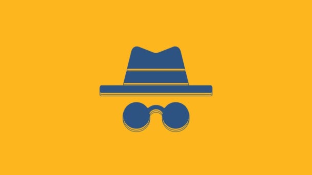 Blue Incognito mode icon isolated on orange background. 4K Video motion graphic animation . - Footage, Video