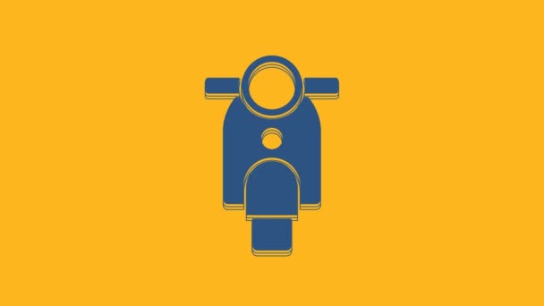 Blue Scooter icon isolated on orange background. 4K Video motion graphic animation . - Video