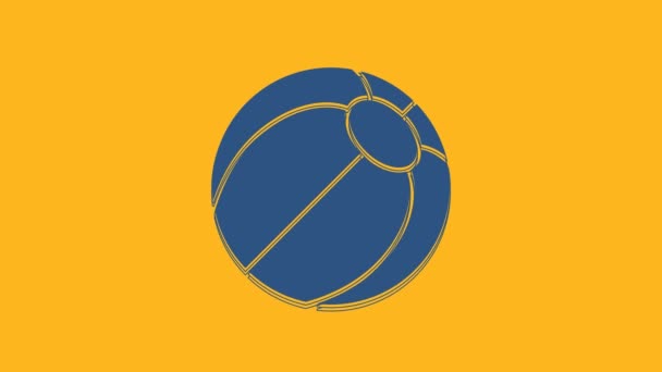 Blue Beach ball icon isolated on orange background. 4K Video motion graphic animation . - Filmati, video