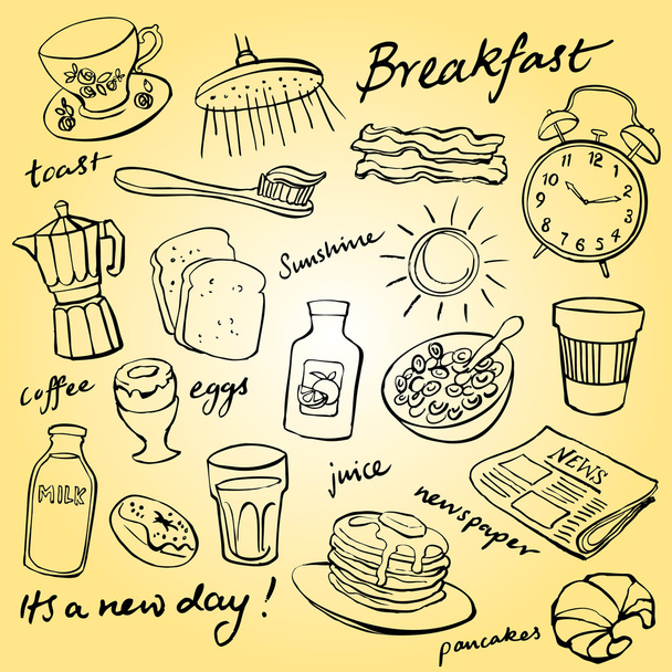 Frühstück Essen und Symbole - Vektor, Bild