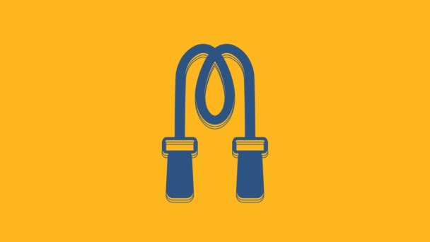 Blue Jump rope icon isolated on orange background. Skipping rope. Sport equipment. 4K Video motion graphic animation . - Záběry, video