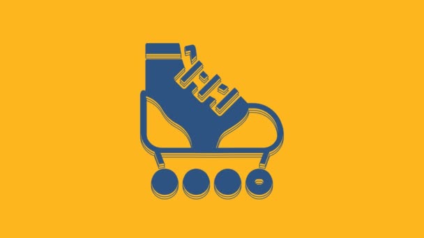 Blue Roller skate icon isolated on orange background. 4K Video motion graphic animation . - Footage, Video