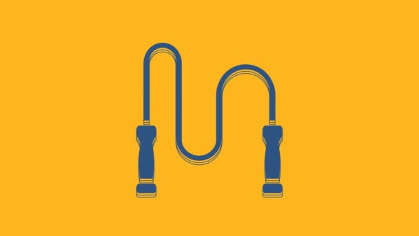 Blue Jump rope icon isolated on orange background. Skipping rope. Sport equipment. 4K Video motion graphic animation . - Záběry, video