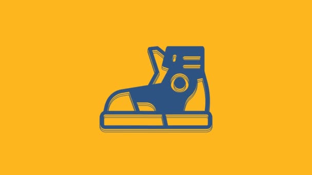 Взуття для кросівок Blue Fitness для тренувань, піктограма бігу ізольована на помаранчевому фоні. Спортивне взуття. 4K Відео рух графічна анімація
 . - Кадри, відео
