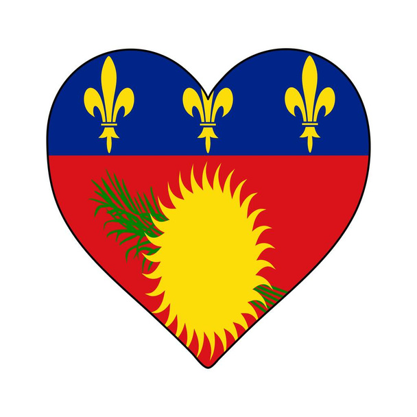 Curacao Heart Shape Flag. Love Curacao. Visit Curacao. Caribbean. Latin America. Vector Illustration Graphic Design. - Διάνυσμα, εικόνα