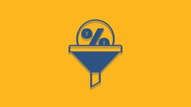 Blue Lead management icon isolated on orange background. Funnel with discount percent. Target client business concept. 4K Video motion graphic animation . - Filmati, video