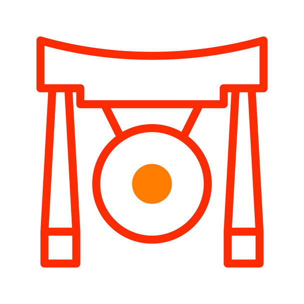 gong icon duotone red style chinese new year illustration vector perfect. Icon sign from modern collection for web. Nice design perfect - Vector, Image