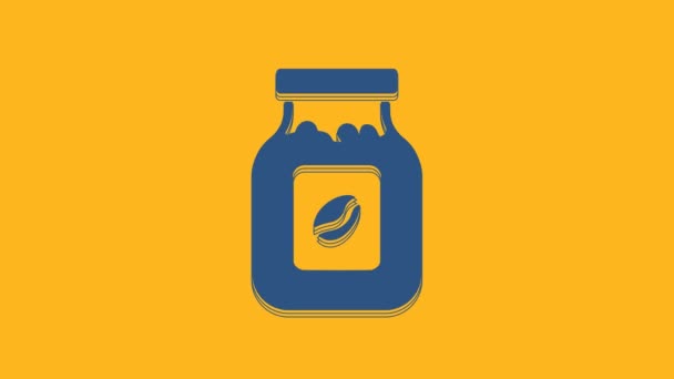 Blue Coffee jar bottle icon isolated on orange background. 4K Video motion graphic animation. - Filmati, video