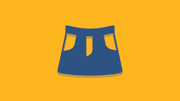 Icona della gonna blu isolata su sfondo arancione. Animazione grafica 4K Video motion. - Filmati, video