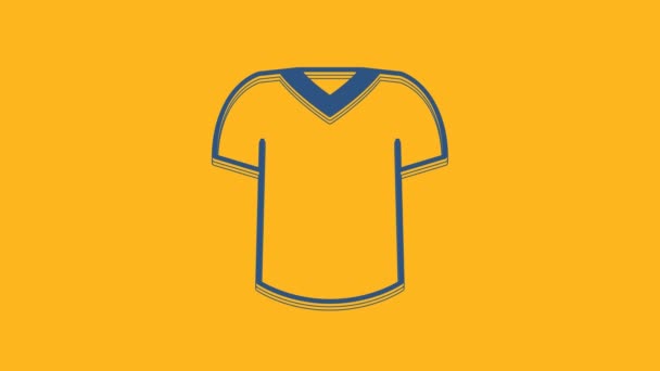 Blue T-shirt icon isolated on orange background. 4K Video motion graphic animation. - Materiał filmowy, wideo